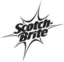 العلامة عبارة عن كلمة -Scotch بعدها شرطة وتحتها كلمة Brite باللغة الإنجليزية بخط عريض مائل خلفهم رسم مميز على شكل إشراقة شمس