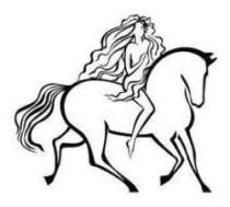 رسم يمثل فتاه تمتطي حصان