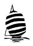 رسم مميز لقارب شراعي باللون الأسود