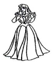 رسم لشخصية كريكاتورية كرتونية لفتاة تلبس ثوب واسع مخطط