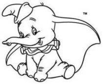 رسم كريكاتوري كرتوني لفيل باذنين كبيرتين ( دمبو )