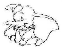 رسم كريكاتوري كرتوني لفيل باذنين كبيرتين ( دمبو )