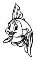 رسم كاريكاتوري لشخصية كرتونية تتمثل في سمكة لها وجه
