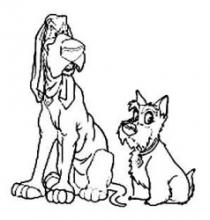 رسم كاريكاتوري لشخصيتين كرتونيتين تتمثل بكلبين جالسين بجانب بعض