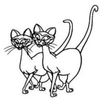 رسم كاريكاتوري لشخصيتين كرتونيتين تتمثلان بقطتين بجانب بعضهما