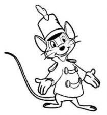 رسم كاريكاتوري لشخصية كرتونية تتمثل بفأر يرتدي بزة وقبعة