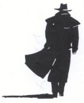 رسم رجل مرتديا قبعة ومعطف مع رسم ظله