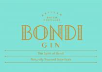 BONDI GIN ARTISAN BATCH DISTILLED THE SPIRIT OF BONDI NATURALLY SOURCED BOTANICALS