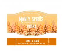 MANLY SPIRITS VODKA ARTISAN DISTILLERS MAKE IN A BOTTLE SMALL BATCH DISTILLED SYDNEY, AUSTRALIA GRAPE & GRAIN PURE OF SPIRIT - DISTILLED BY THE SEA