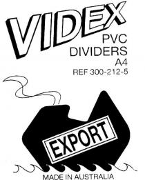 VIDEX PVC DIVIDERS;EXPORT;MADE IN AUSTRALIA