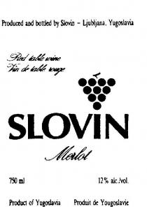 SLOVIN;PRODUCED AND BOTTLED BY SLOVIN - LJUBLJANA;PRODUCT OF YUGOSLAVIA;RED TABLE WINE;MERLOT