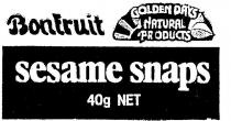 BONFRUIT;GOLDEN DAYS NATURAL PRODUCTS;SESAME SNAPS