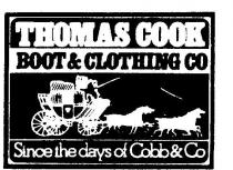 THOMAS COOK;BOOT & CLOTHING CO;SINCE THE DAYS OF COBB & CO