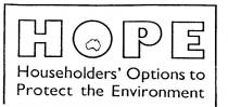 HOPE;HOUSEHOLDERS' OPTIONS TO PROTECT THE ENVIRONMENT