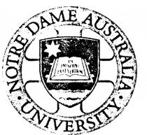 NOTRE DAME UNIVERSITY;AUSTRALIA;IN PRINCIPO FRAT VERBUM