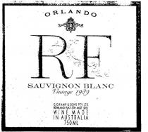 ORLANDO RF SAUVIGNON BLANC VINTAGE 1989