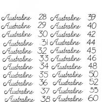 AUSTRALINE 28 AUSTRALINE 32 AUSTRALINE 36;AUSTRALINE 29 AUSTRALINE 33 AUSTRALINE 37;AUSTRALINE 30 AUSTRALINE 34 AUSTRALINE 38;AUSTRALINE 31 AUSTRALINE 35 AUSTRALINE 39;AUSTRALINE 40 AUSTRALINE 46 AUSTRALINE 55;AUSTRALINE 42 AUSTRALINE 48 AUSTRALINE 60;AUSTRALINE 44 AUSTRALINE 50;AUSTRALINE 45 AUSTRALINE 52