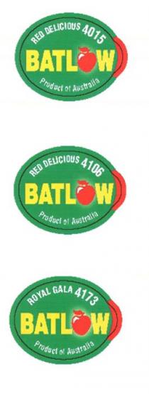 BATLOW RED DELICIOUS 4015;BATLOW RED DELICIOUS 4106;BATLOW ROYAL GALA 4173;BATLOW ROYAL GALA 4174;BATLOW BONZA 5006;BATLOW BRAEBURN 4101;BATLOW FUJI 4129;BATLOW GRANNY SMITH 4139