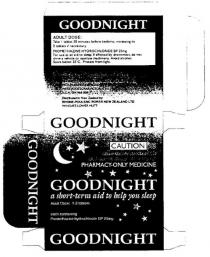 GOODNIGHT RPR RHONE-POULENC RORER PHARMACY-ONLY MEDICINE;A SHORT-TERM AID TO HELP YOU SLEEP