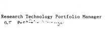 RESEARCH TECHNOLOGY PORTFOLIO MANAGER;RT PORTFOLIO MANAGER