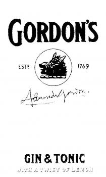 GORDON'S GIN & TONIC WITH A TWIST OF LEMON ESTD 1769 ALEXANDER GORDON