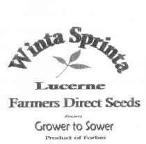 WINTA SPRINTA LUCERNE FARMERS DIRECT SEEDS FROM GROWER TO SOWER;PRODUCT OF FORBES