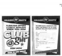 GM GRANNY MAY'S FABULOUS OFFERS & GREAT REWARDS WHEN YOU JOIN CLUB GM;COME IN AND SMILE FREE MEMBERSHIP