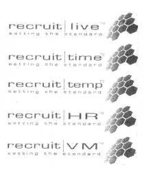 RECRUIT LIVE SETTING THE STANDARD;RECRUIT TIME SETTING THE STANDARD;RECRUIT TEMP SETTING THE STANDARD;RECRUIT VM SETTING THE STANDARD