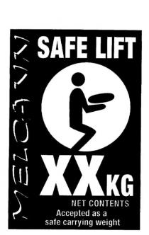 MELCANN SAFE LIFT XXKG NET CONTENTS ACCEPTED AS A SAFE CARRYING WEIGHT