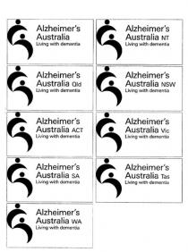 ALZHEIMER'S AUSTRALIA LIVING WITH DEMENTIA;ALZHEIMER'S AUSTRALIA LIVING WITH DEMENTIA NT;ALZHEIMER'S AUSTRALIA LIVING WITH DEMENTIA QLD;ALZHEIMER'S AUSTRALIA LIVING WITH DEMENTIA NSW;ALZHEIMER'S AUSTRALIA LIVING WITH DEMENTIA ACT;ALZHEIMER'S AUSTRALIA LIVING WITH DEMENTIA VIC;ALZHEIMER'S AUSTRALIA LIVING WITH DEMENTIA SA;ALZHEIMER'S AUSTRALIA LIVING WITH DEMENTIA TAS;ALZHEIMER'S AUSTRALIA LIVING WITH DEMENTIA WA