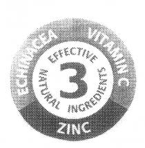 ECHINACEA VITAMIN C ZINC 3 NATURAL EFFECTIVE INGREDIENTS