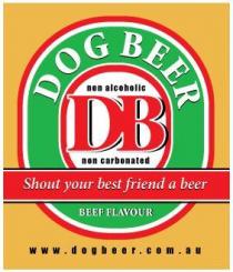 DB NON ALCOHOLIC NON CARBONATED DOG BEER BEEF FLAVOUR SHOUT YOUR BEST;FRIEND A BEER WWW.DOGBEER.COM.AU