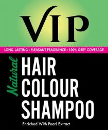 VIP NATURAL HAIR COLOUR SHAMPOO ENRICHED WITH PEARL EXTRACT LONG-LASTING PLEASANT FRAGRANCE 100% GREY COVERAGE
