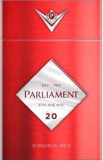P PARLIAMENT 5TH AVE NYC 20 EST - 1931 VIRGINIA RED