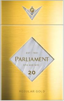 P PARLIAMENT 5TH AVE NYC 20 EST - 1931 REGULAR GOLD