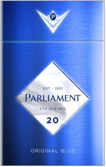 P PARLIAMENT 5TH AVE NYC 20 EST - 1931 ORIGINAL BLUE