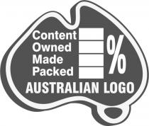 CONTENT OWNED MADE PACKED % AUSTRALIAN LOGO