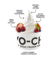 YO-CH F SERVE FROZEN YOG LOCALLY OWNED PROUDLY AUSTRALIAN FRESH FRUIT;CUT DAILY FIGHTS & LOWERS CHOLESTEROL NATURAL & 98% FAT FREE ACTIVE;CULTURES & PROBIOTICS