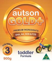 AUTSON GOLD+ PREMIUM INGREDIENTS DHA, AA, GOS & FOS PRODUCT OF;AUSTRALIA