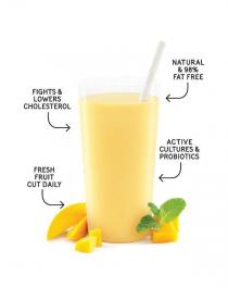 NATURAL & 98% FAT FREE FIGHTS & LOWERS CHOLESTEROL ACTIVE CULTURES &;PROBIOTICS FRESH FRUIT CUT DAILY