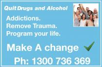 QUIT DRUGS AND ALCOHOL ADDICTIONS. REMOVE TRAUMA. PROGRAM YOUR LIFE.;MAKE A CHANGE