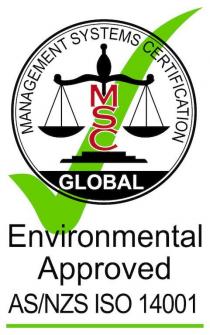 MSC MANAGEMENT SYSTEMS CERTIFICATION GLOBAL ENVIRONMENTAL APPROVED;AS/NZS ISO 14001