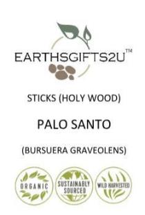 EARTHSGIFTS2U STICKS (HOLY WOOD) PALO SANTO (BURSERA GRAVEOLENS);ORGANIC SUSTAINABLY SOURCED WILD HARVESTED