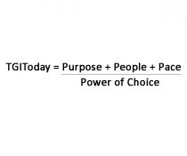 TGITODAY = PURPOSE + PEOPLE + PACE / POWER OF CHOICE