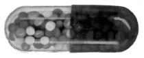 A CAPSULE HAVING APPROXIMATELY EQUAL BLUE AND... PELLETS