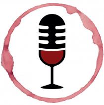 The trademark is a logo consisting of a microphone intertwined with a glass of wine. The bottom part forms the stem of the wine glass, the glass part is filled with wine, while the top part resembles the microphone. The entire logo is enclosed within a circular wine stain.