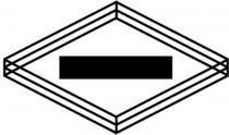 A solid horizontal rectangle enclosed by 3 diamond shaped outlines