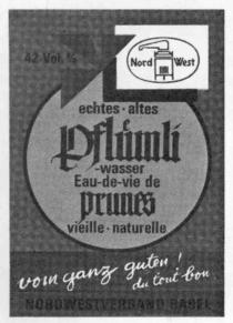 echtes altes pflümli -wasser Eau-de-vie de prunes vieille naturelle Nord West 42 Vol
