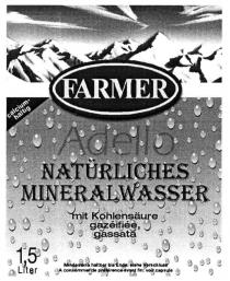 FARMER NATÜRLICHES MINERALWASSER mit Kohlensäure gazéifiée, gassata 1,5 Liter