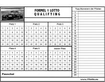 FORMEL 1 LOTTO QUALIFYING Platz 1 Platz 2 Platz 3 Platz 4 Platz 5 letzter Platz Pauschal Tipp-Nummern der Piloten www.f1lotto.eu